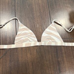 Vitamin A Neutral Stripe Triangle Bikini Top - Beige & White